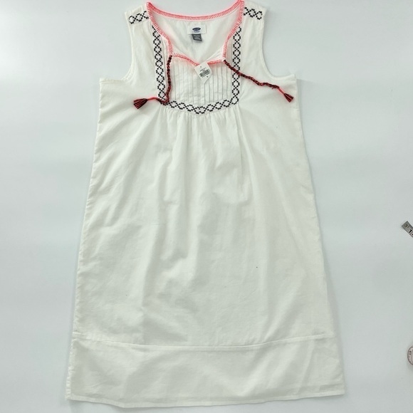 NWT Old Navy Big Girl White and Black Cotton Sheath Dress Neon stitching XL - Picture 1 of 7